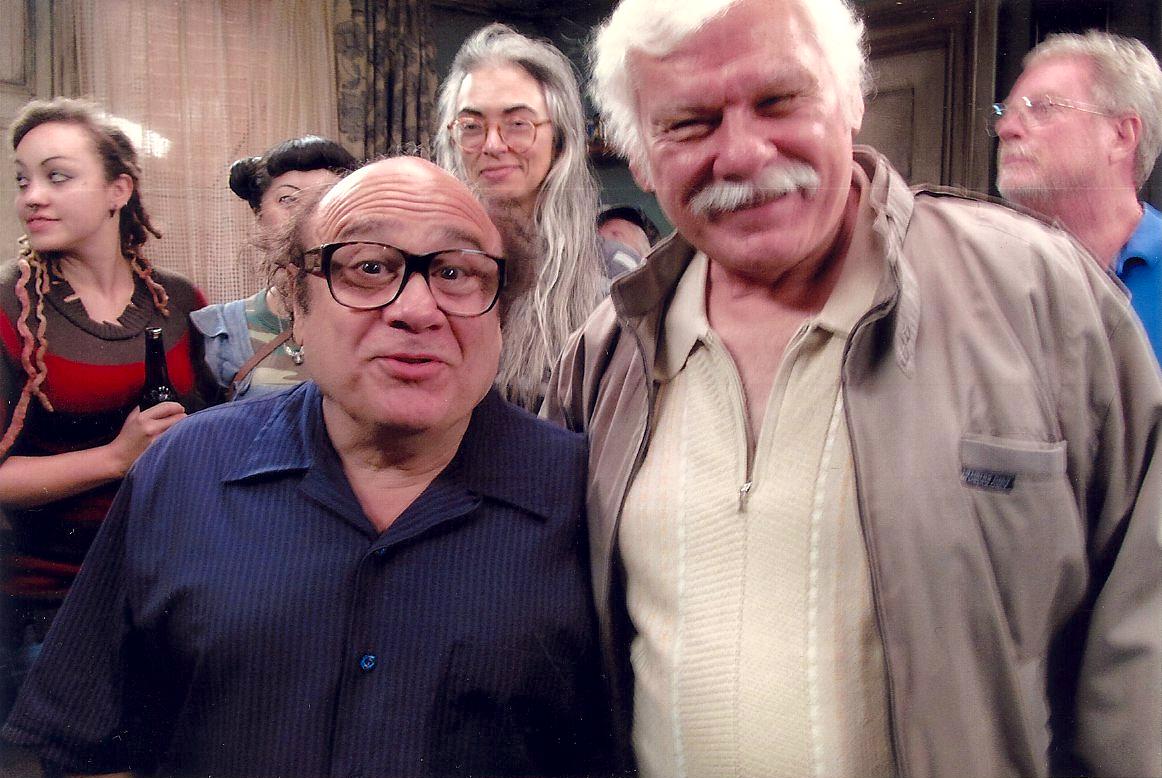Mike Muscat with Danny DeVito on the set of It's Always Sunny In Philadelphia.