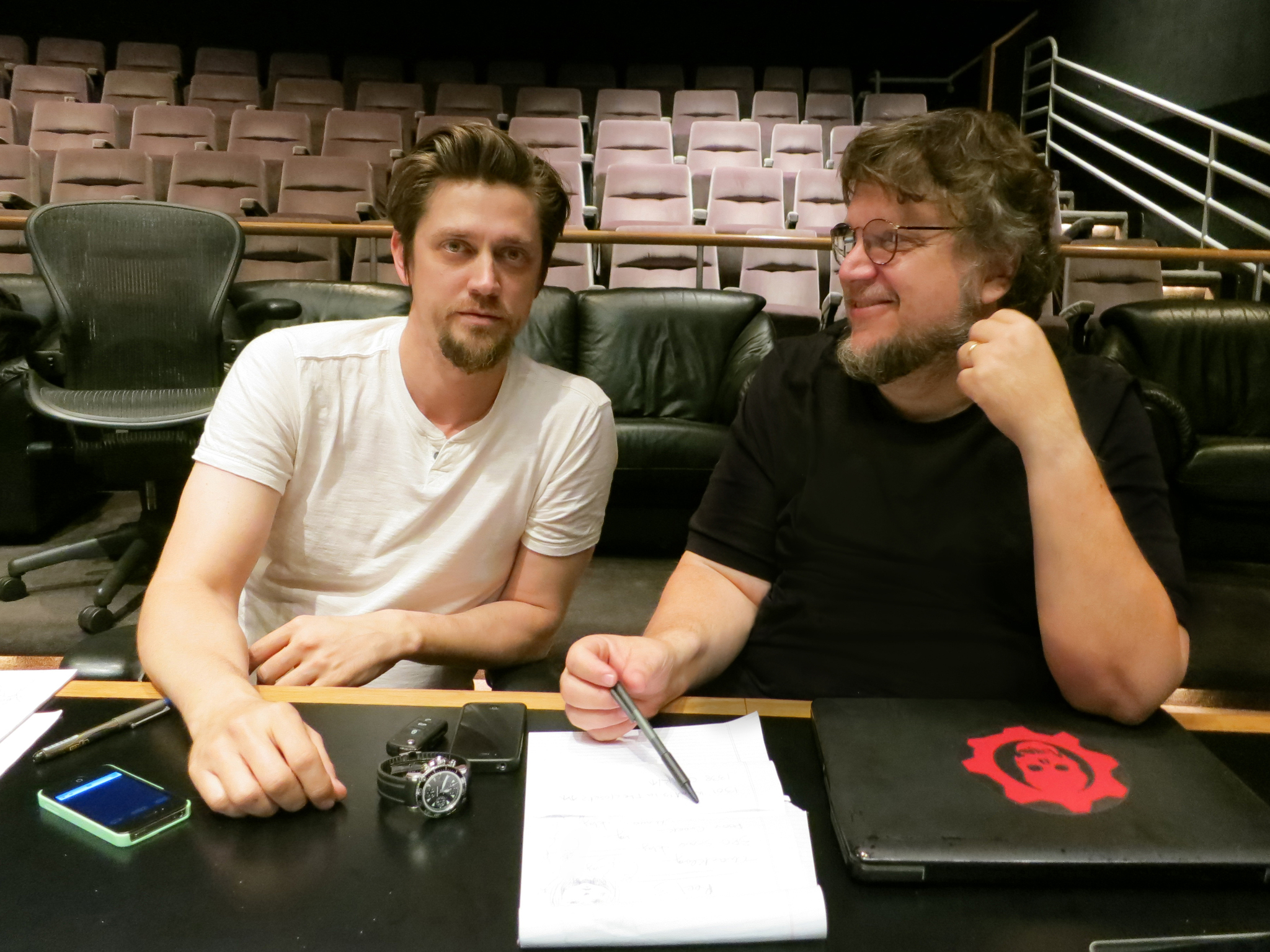 Still of Andrés Muschietti and Guillermo del Toro in Mama (2013)