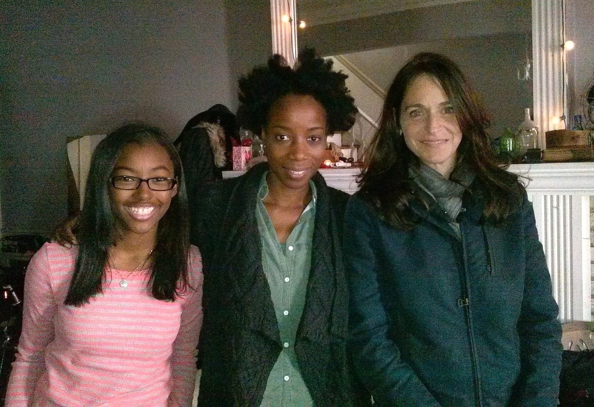 On the set of Comcast commercial, with my tv daughter, actress Isis and Director/DP Theresa Wingert of FIONA. 10.25.13