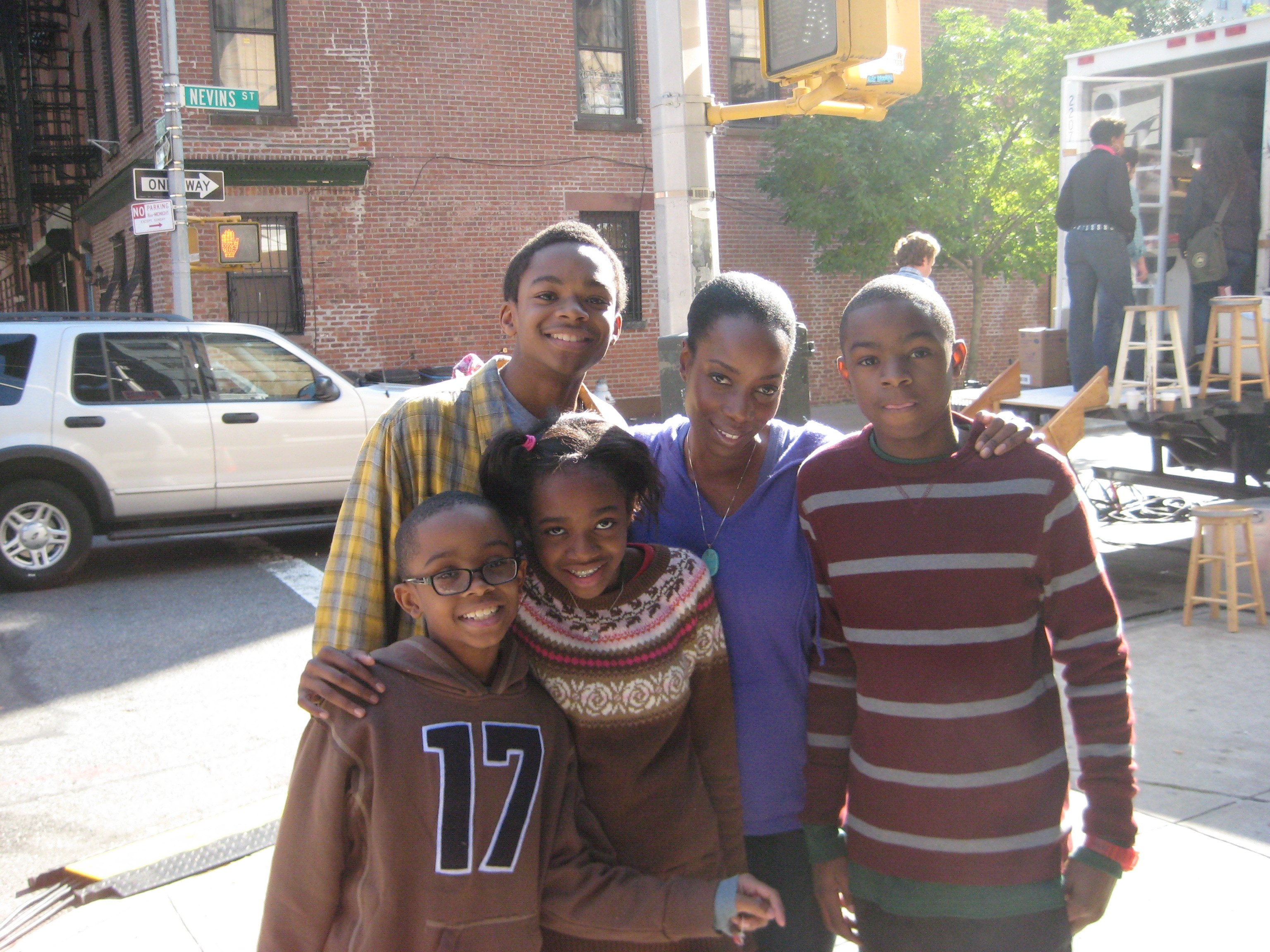Shooting a KFC commercial, posing with my faux brood--the sweet & talented Cummings siblings (clockwise; Michael Jr., Me, Collin, Elina & Kaden). It was so fun being their mum for a day! Dir. Lisa Rubisch/Park Pictures Bklyn, NY Nov 2011