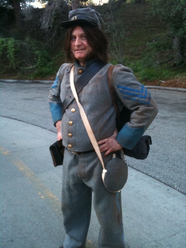 On the set of Desperate Housewives playing the role of a Civil War reenacter.