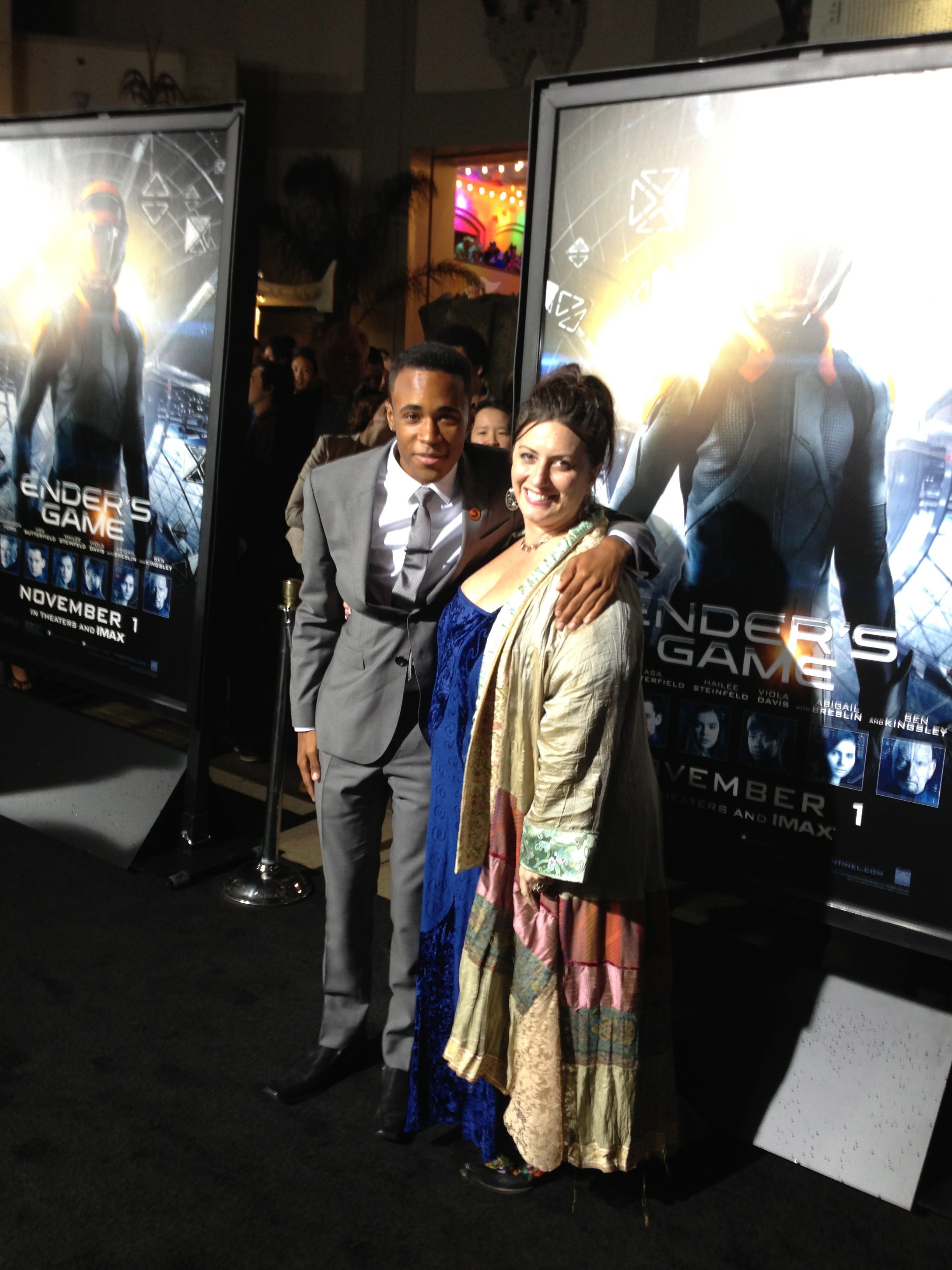 Lauren Patrice Nadler with Khylin Rhambo at the LA Premiere of ENDERS GAME