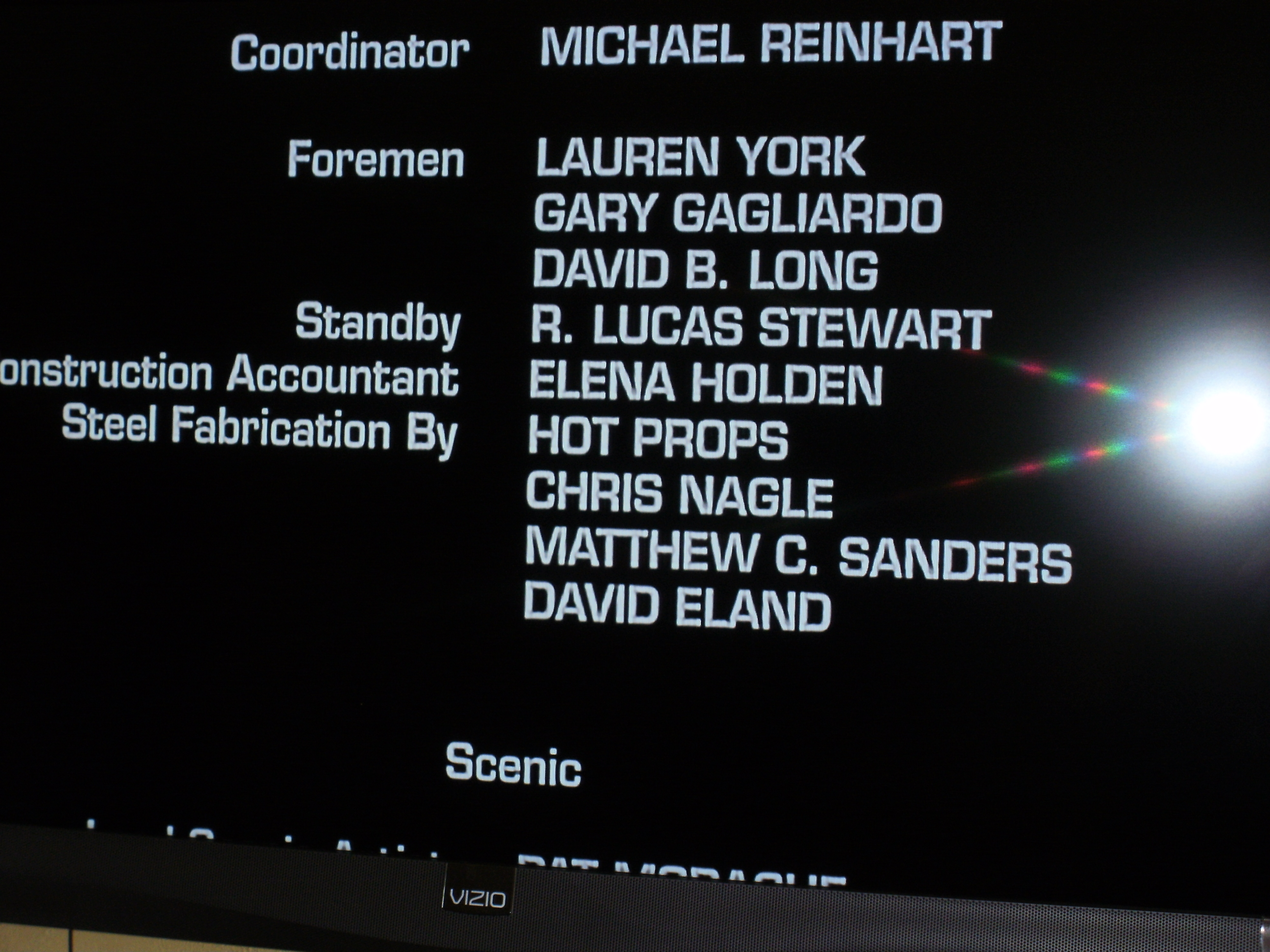 Photo of MY on screen credit from the movie 