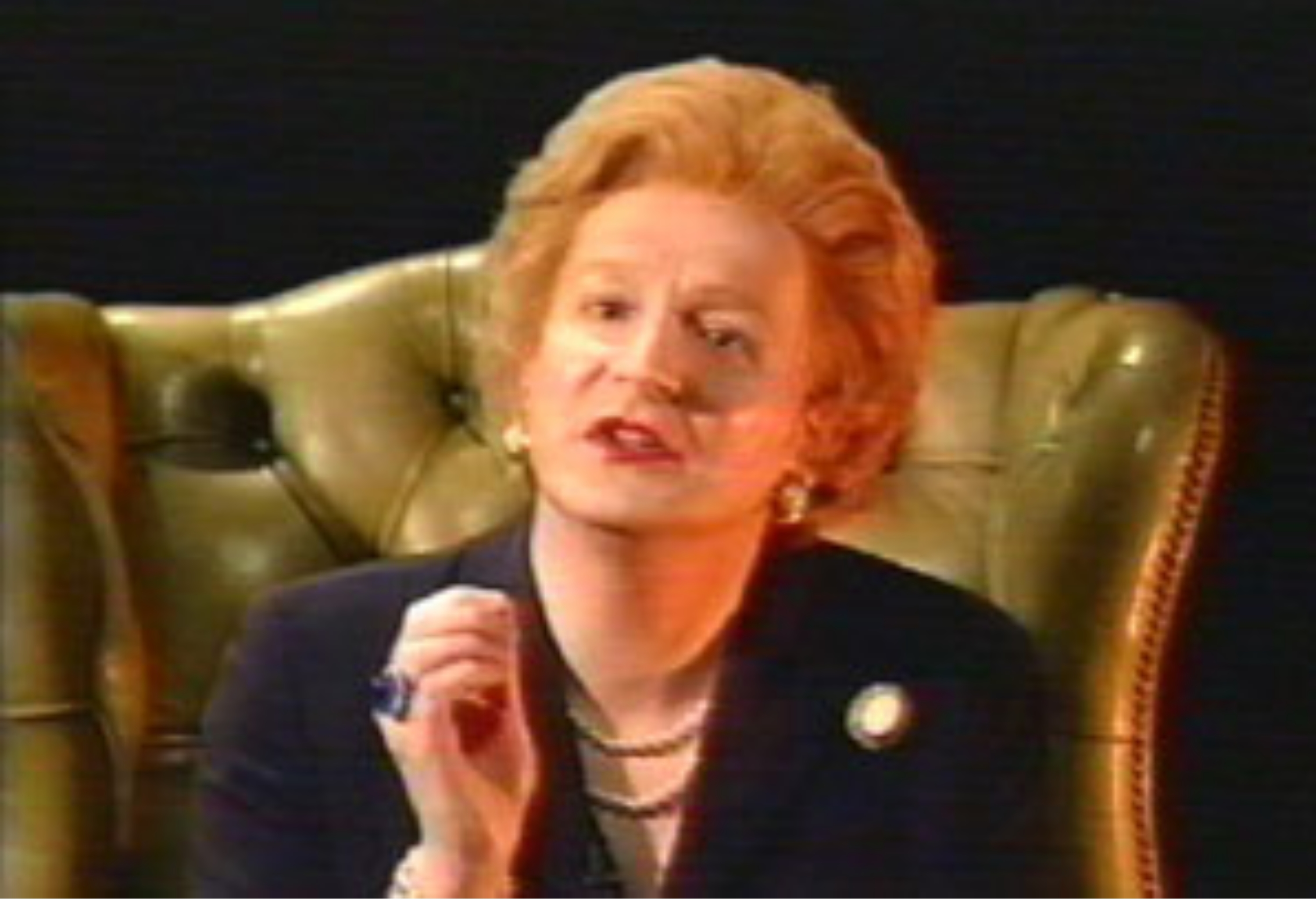 Steve Nallon, in character as Margaret Thatcher on TV series NEWSNIGHT.