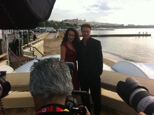 Dylan Neal and Andie MacDowell at 2013 MIPCOM photo call in Cannes.