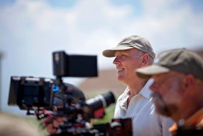 Durrell Nelson (director) and Doug Miller (cinematographer) on the set of Texas Rein
