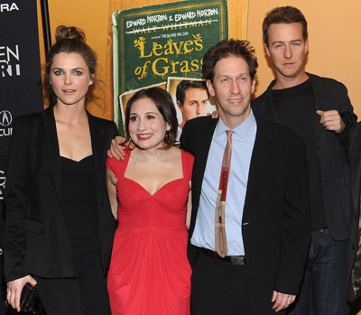 Edward Norton, Keri Russell, Tim Blake Nelson and Lucy DeVito at event of Leaves of Grass (2009)