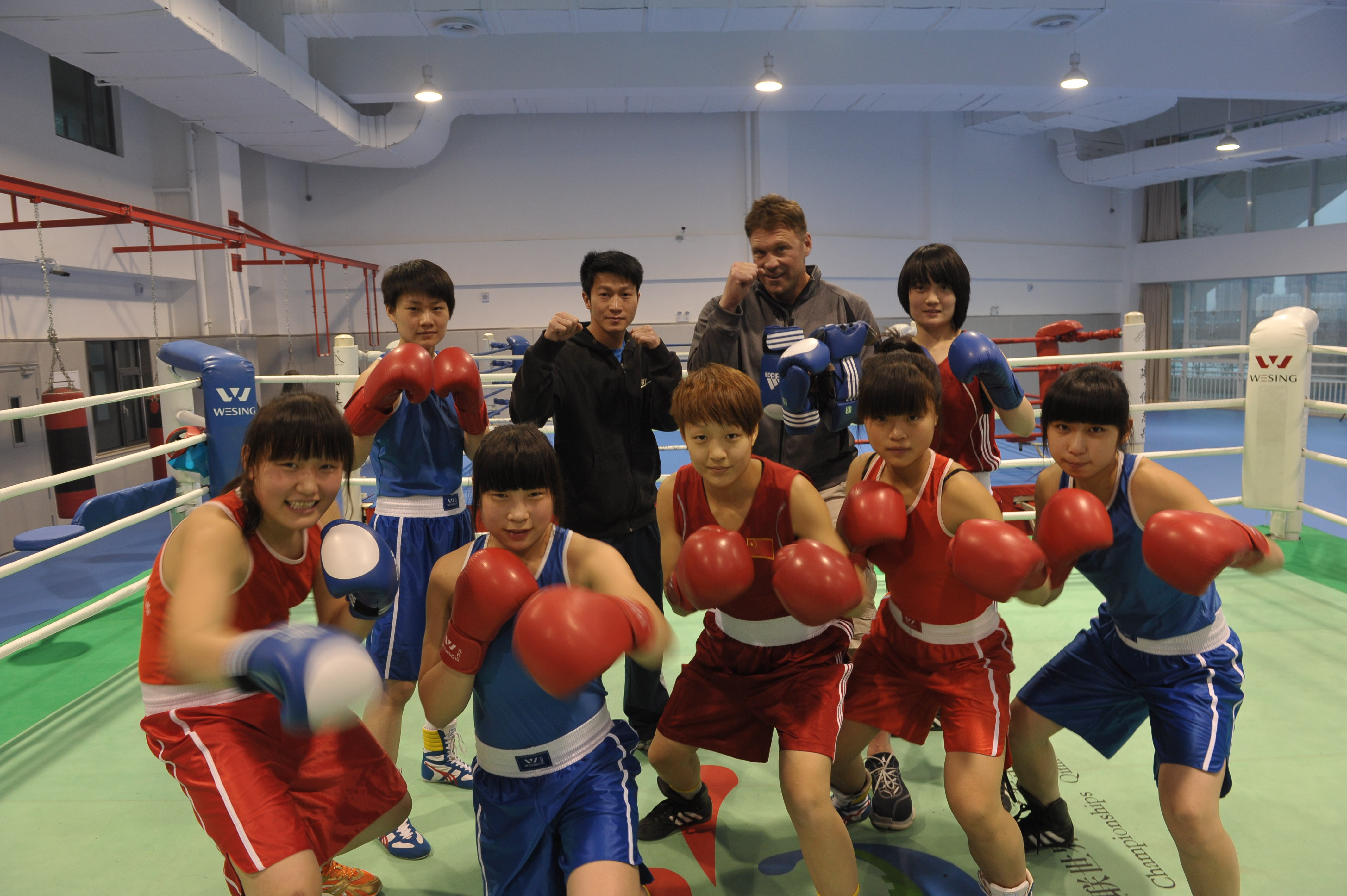 Keith catches a boxing workout with the China National boxing team while filming at the Olympic Training Center in Qian'an China.