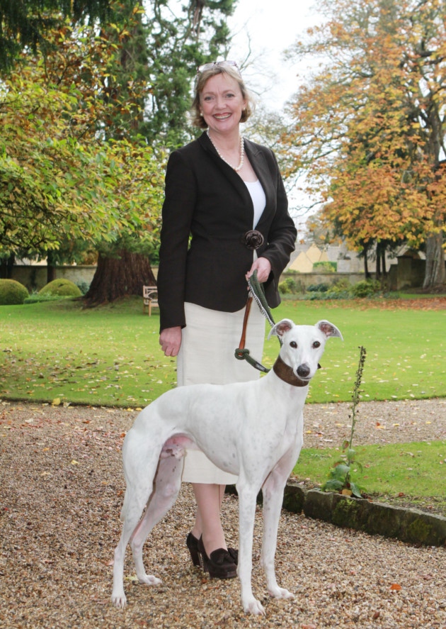 Sophie Neville attending the Cotswold Life Author's Lunch with her dog Flint