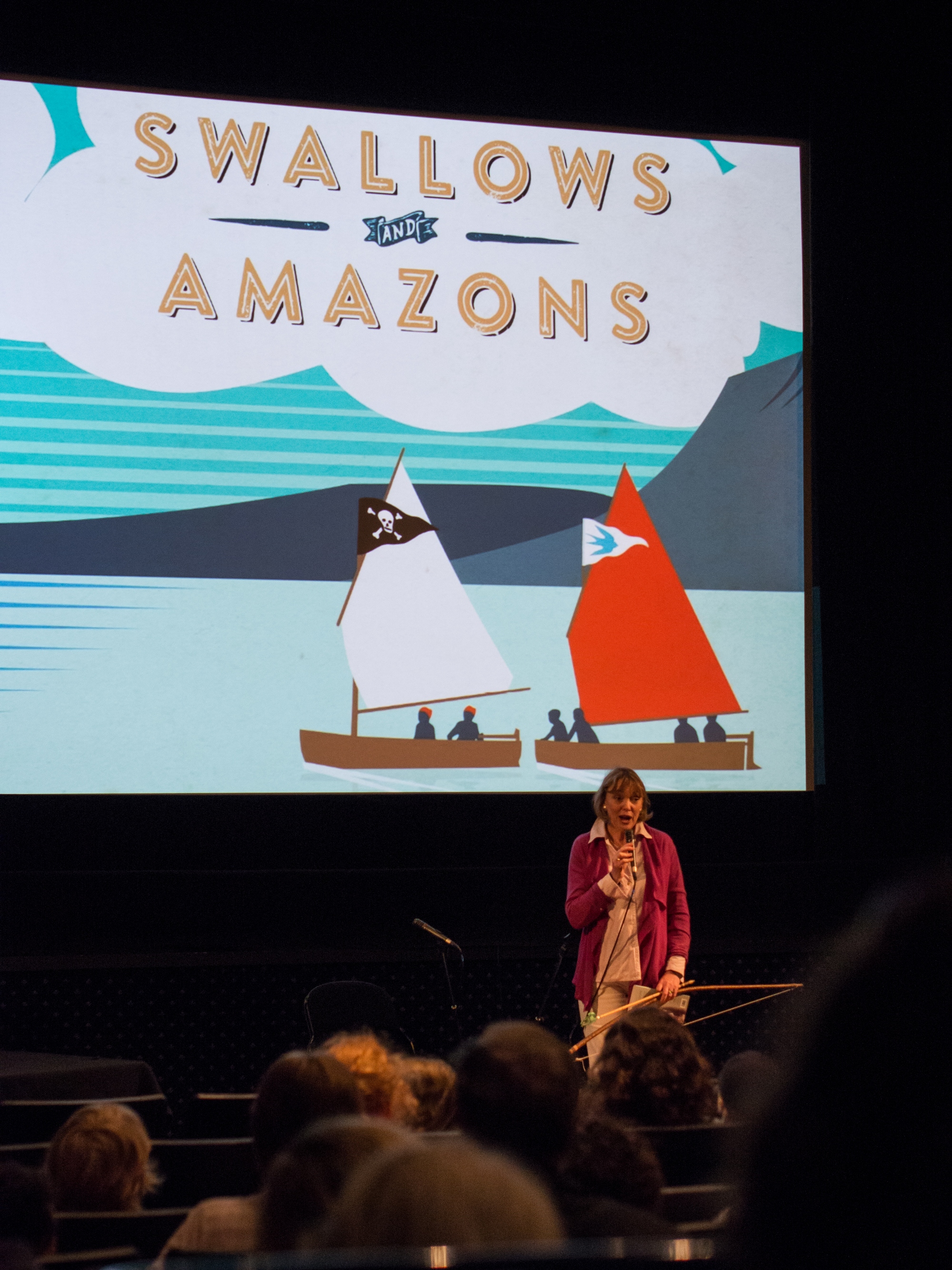 Sophie Neville giving a Q&A at the 40th Anniversary screening of the EMI family film 'Swallows & Amazons' at a cinema in Cumbria.