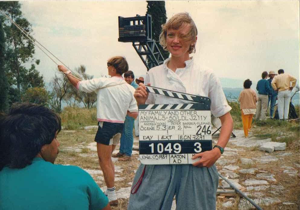 Sophie Neville working behind the camera on the set of 'My Family and Other Animals' made by BBC TV in 1987