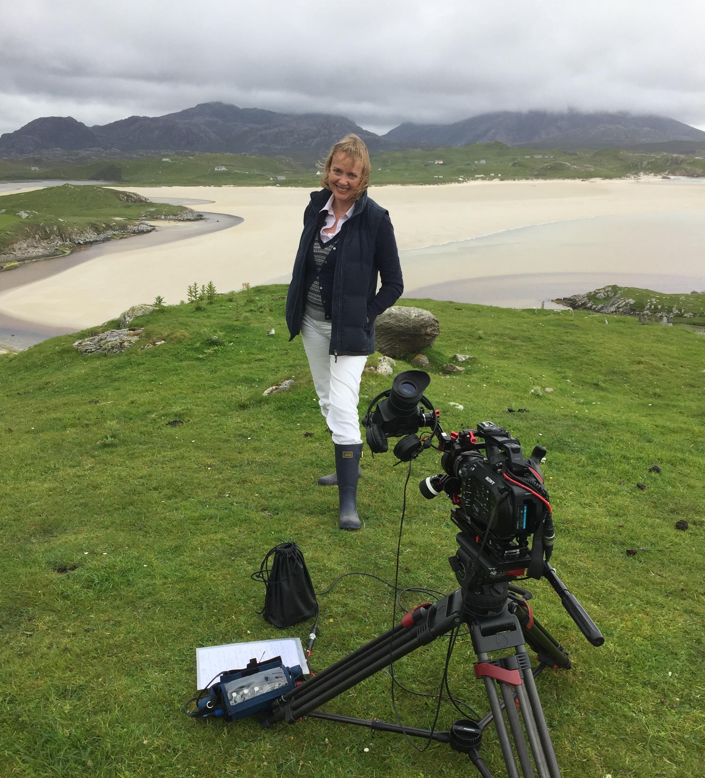 Sophie Neville presenting a documentary on the Isle of Lewis