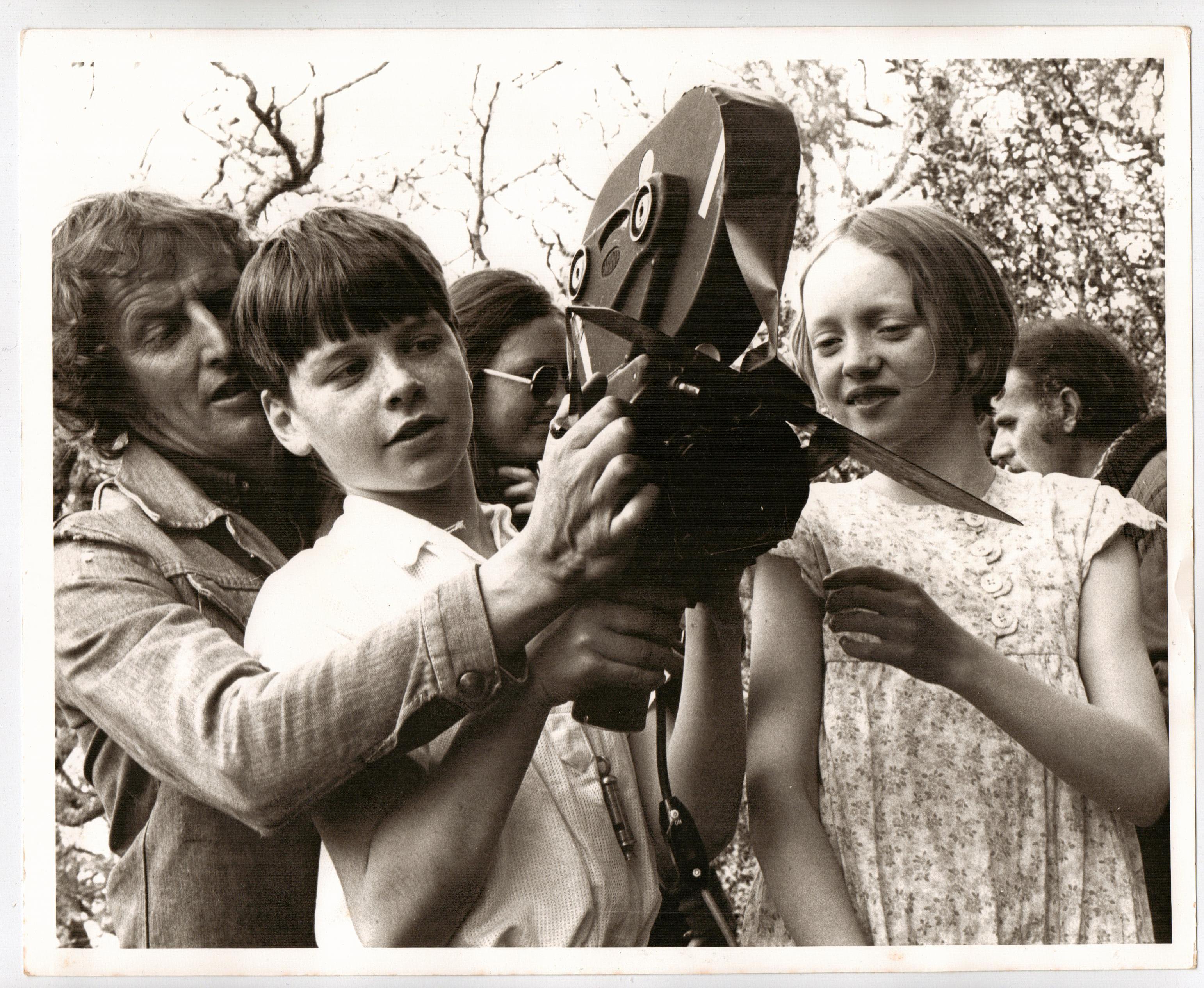 Director Claude Whatham with Simon West and Sophie Neville in 1973