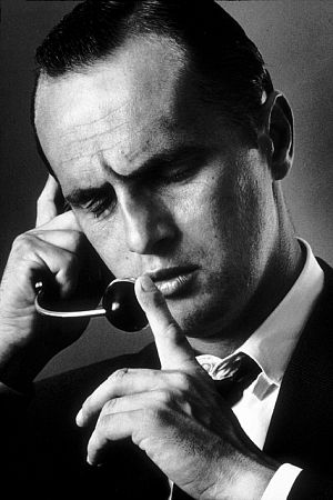 Bob Newhart enacting his telephone operator routine, 1961.