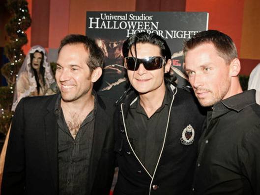 Jamison Newlander, Corey Feldman and Chance Michael Corbitt at the Chiller Eyegore Awards red carpet, 2010