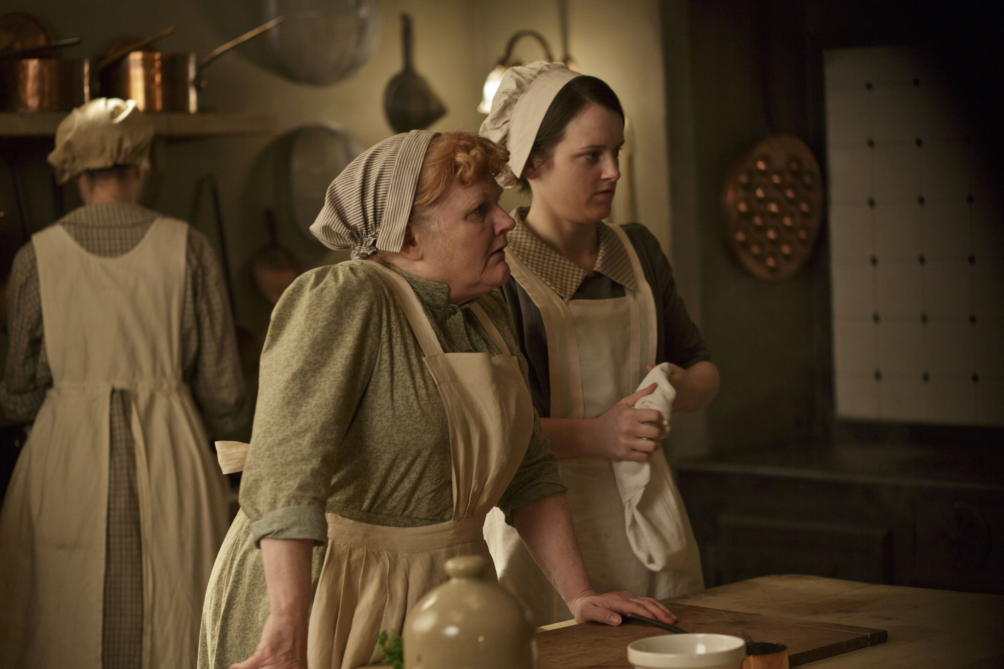 Still of Lesley Nicol and Sophie McShera in Downton Abbey (2010)