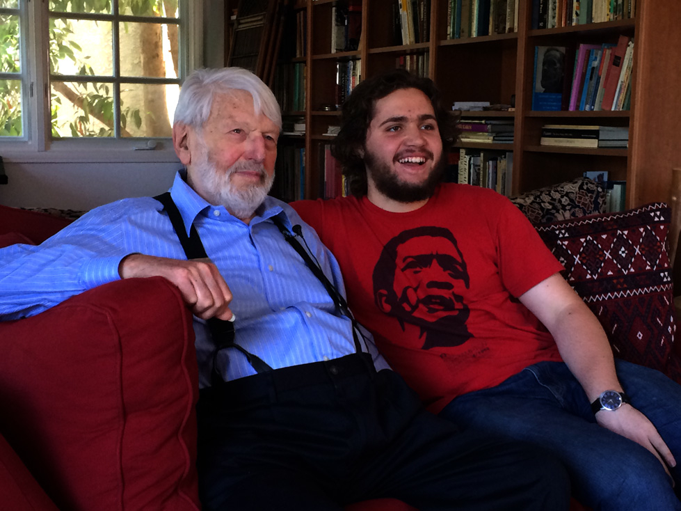 Theo Bikel & Kenneth Noble @ Theo's home shooting RIIFF Lifetime Award acceptance