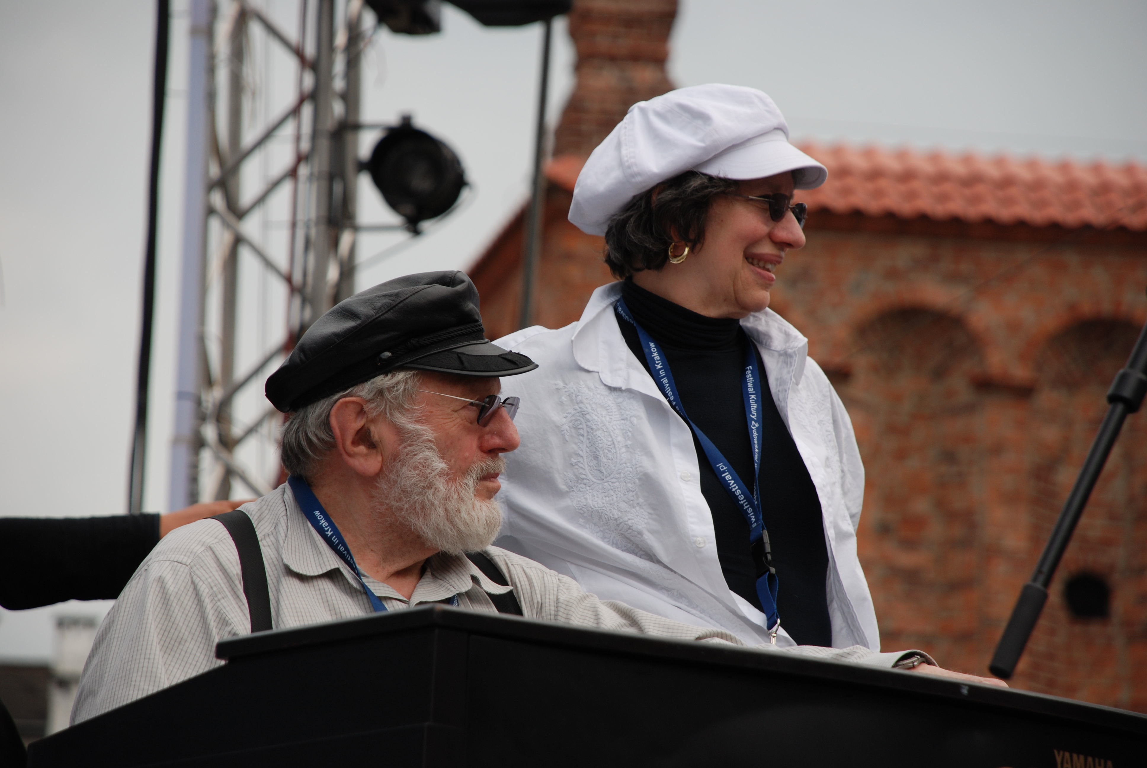 Theodore Bikel and Tamara Brooks on stage in Cracow, Poland