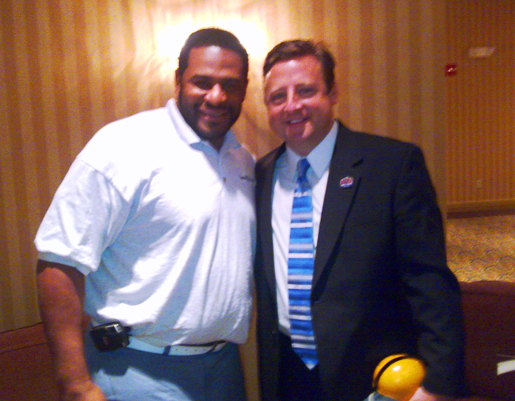 PATT NODAY: (right) with the world-famous Pittsburg STEELERS' Jerome 