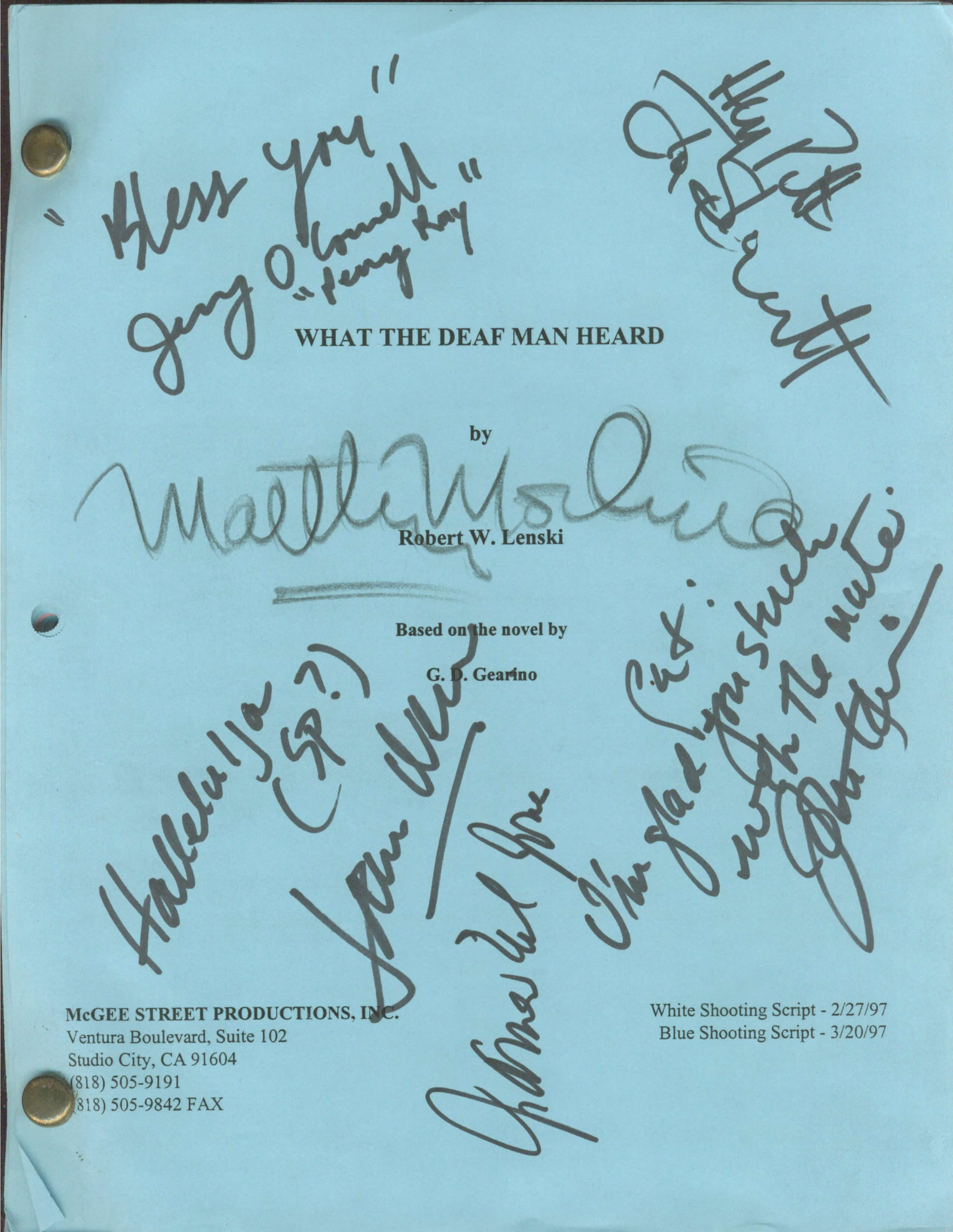 WHAT THE DEAF MAN HEARD: Patt Noday: signed script cover from the Hallmark Channel classic 
