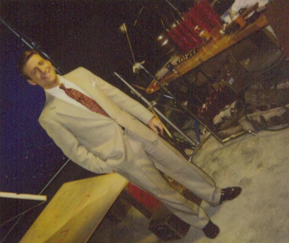 PATT NODAY: on-set in Wilmington, NC at (then) CAROLCO Studios while playing a TV Weatherman in GULF POWER's southern states television campaigns.