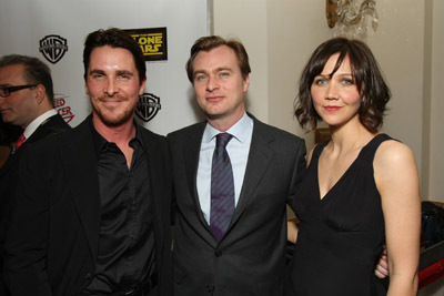 Christian Bale, Maggie Gyllenhaal and Christopher Nolan