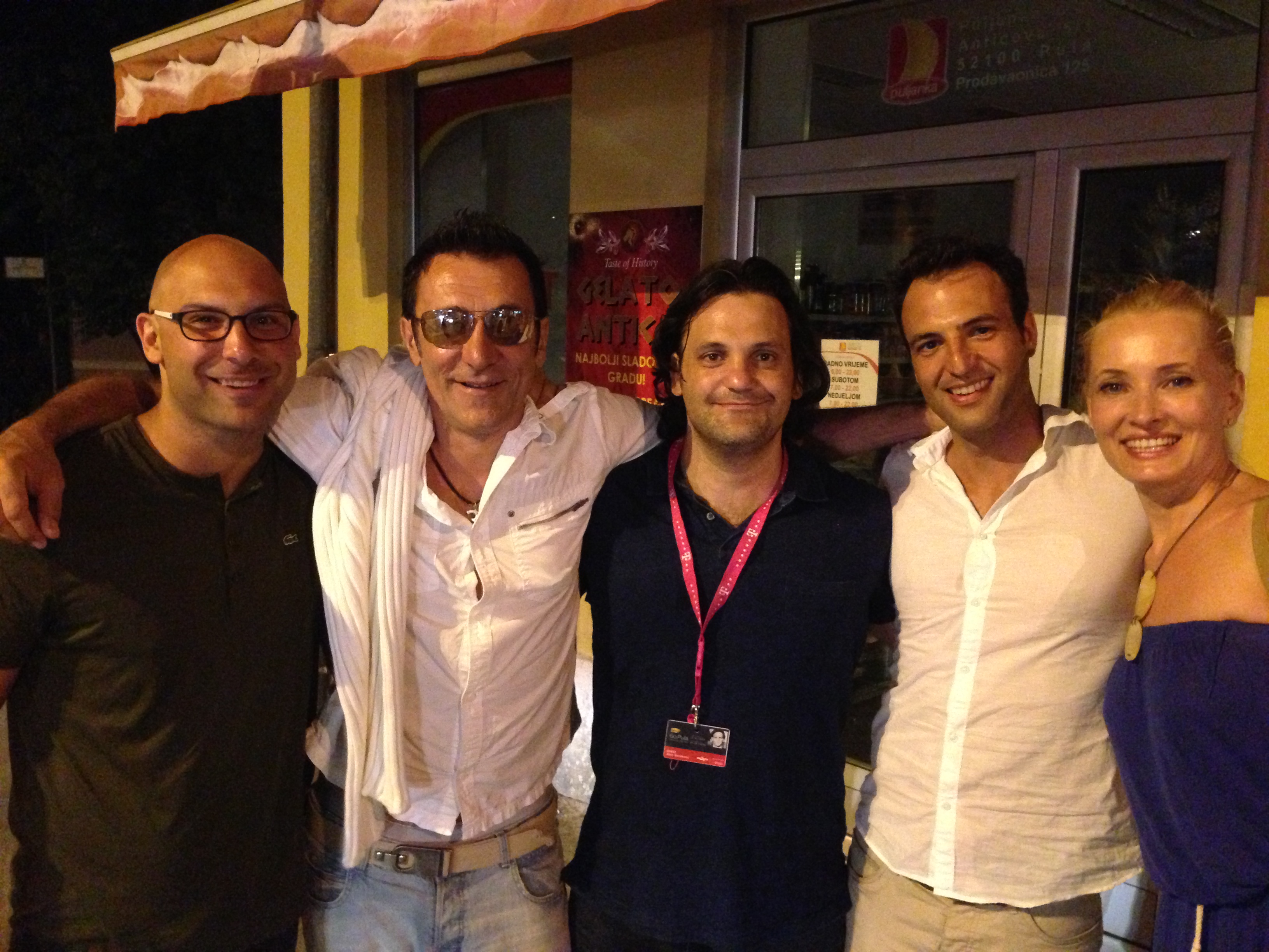 John Drazic, Branko Djuric, Ante Novakovic, Kresh Novakovic, Tanja Ribic at the Pula Film Festival Croatia for a screening of The Fix