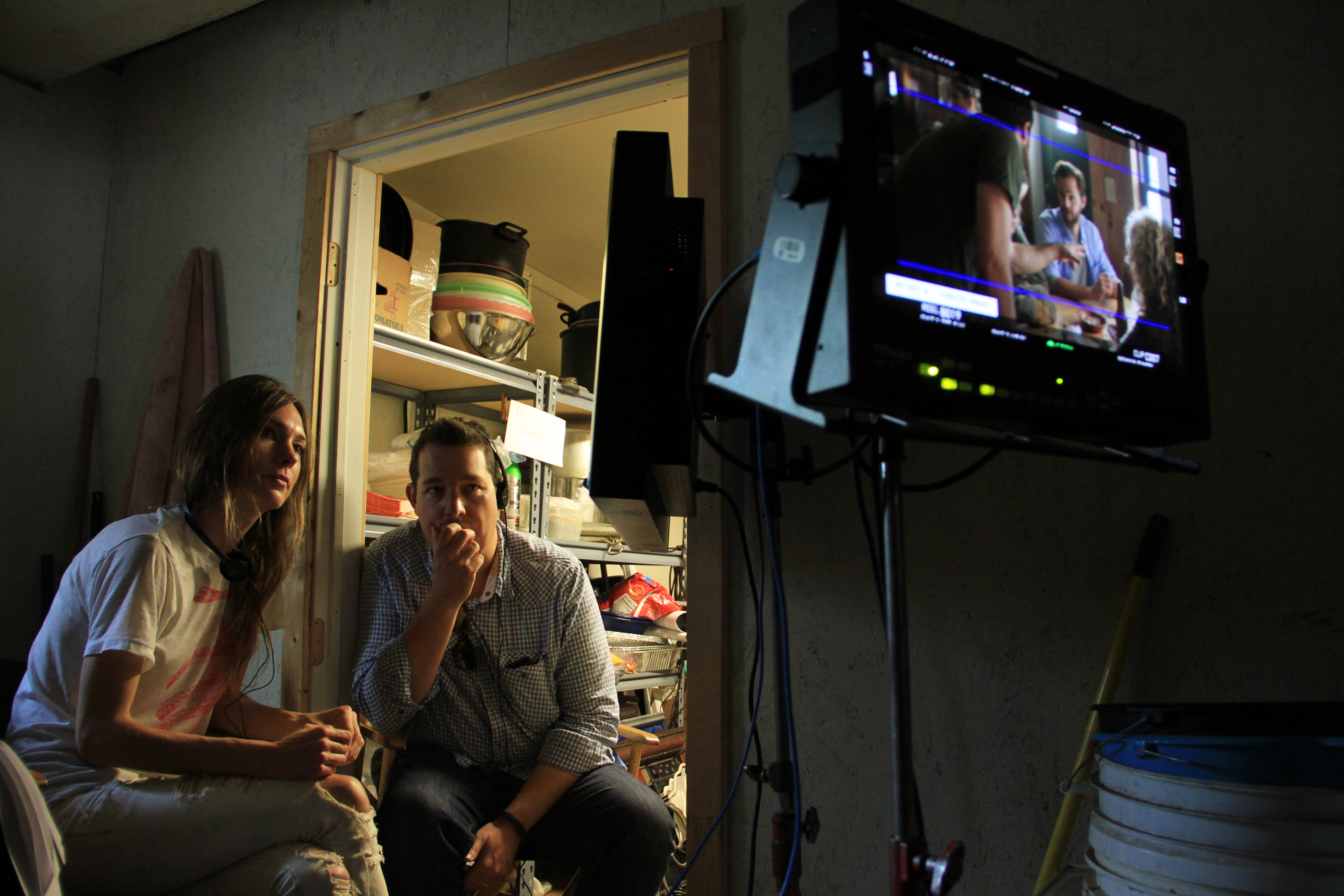 Screenwriter Katharine O'Brien and Producer Shaun O'Banion on the set of THE AUTOMATIC HATE (2015).