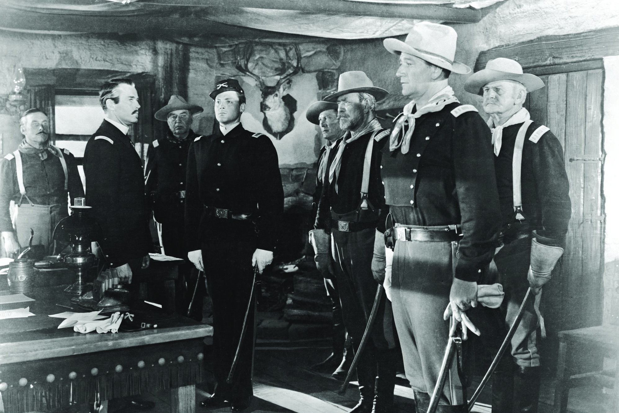 Still of Henry Fonda, John Wayne, John Agar and George O'Brien in Fort Apache (1948)