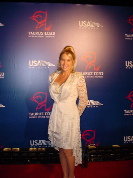 Gloria on the red carpet at 2003 World Stunt Awards
