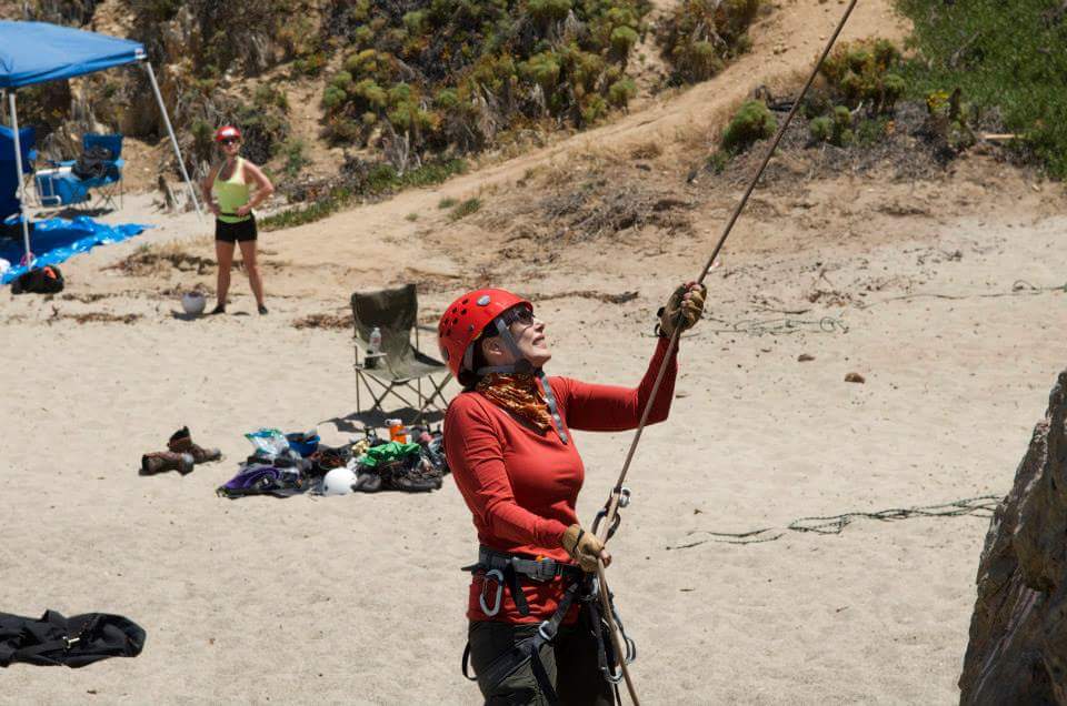 On Belay. Rock Climbing in Malibu California