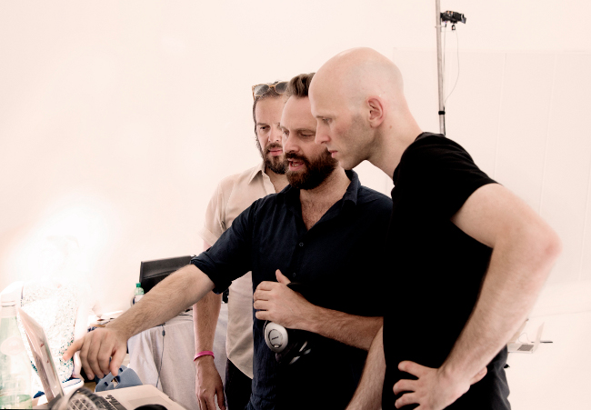 Composers Dustin O'Halloran and Adam Bryanbaum Wiltzie working with renowned dance choreographer Wayne Macgregor on his feature-length dance production, ATOMOS.