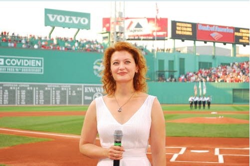 Singing the National Anthem for the Boston Red Sox at Fenway Park, Boston