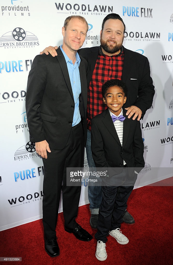Actors Ryan O'Quinn, Nelson Diaz and Miles Brown arrive for the LA Premiere Of Pure Flix's 'Woodlawn' held at Regency Bruin Theater on October 5, 2015 in Westwood, California.
