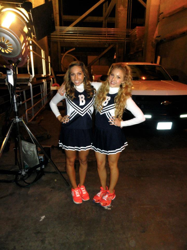Breanne Oaks with sister Brittany Oaks on set of Adidas Adizero commercial