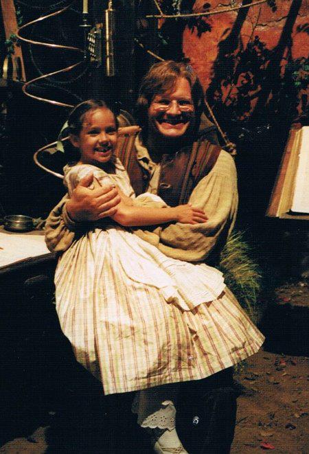 Breanne Oaks with Drew Carey on set of Geppetto