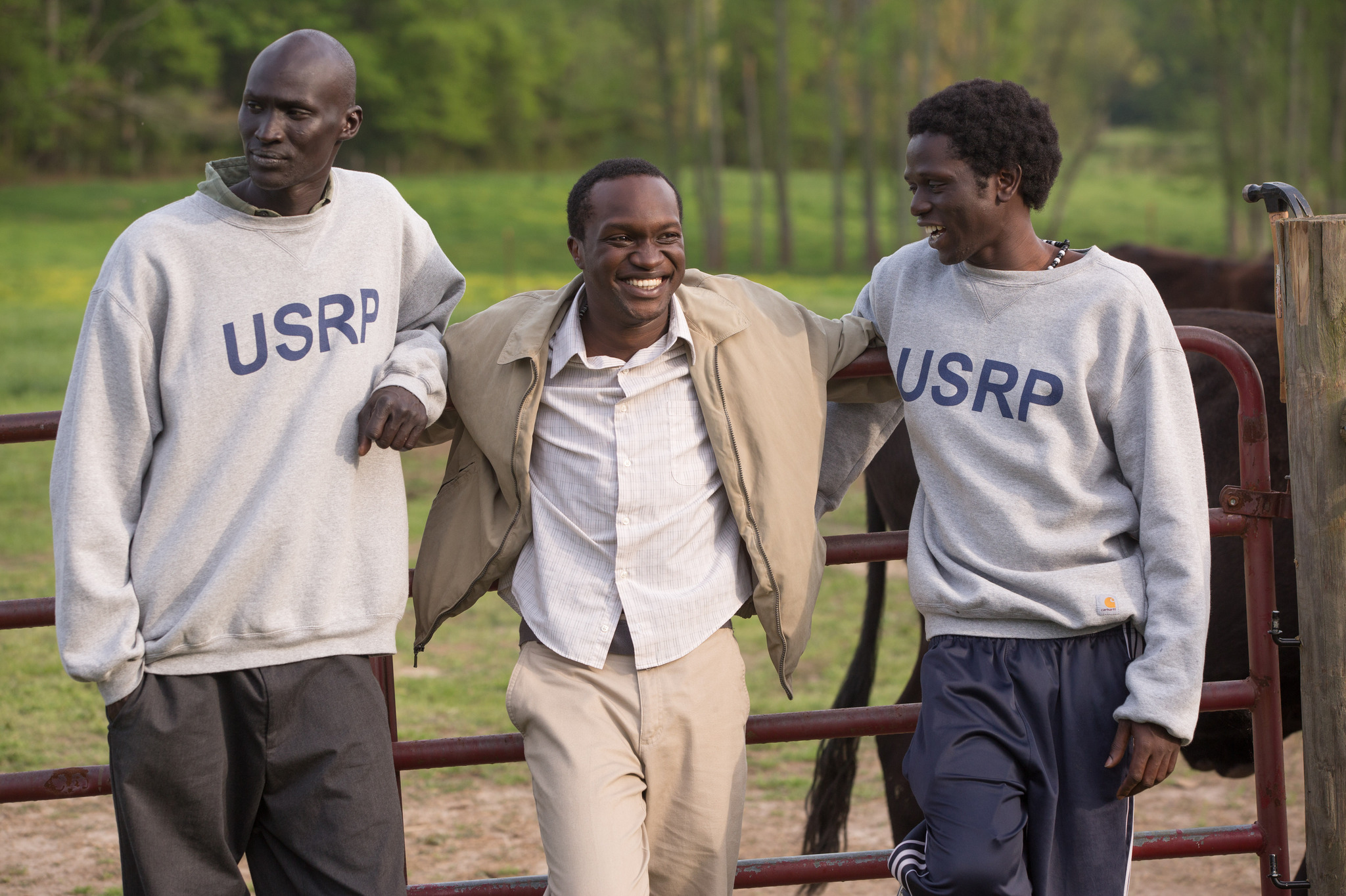 Still of Arnold Oceng, Ger Duany and Emmanuel Jal in The Good Lie (2014)