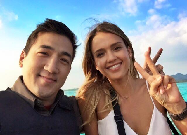Lin Oeding and Jessica Alba in Thailand on the set of 