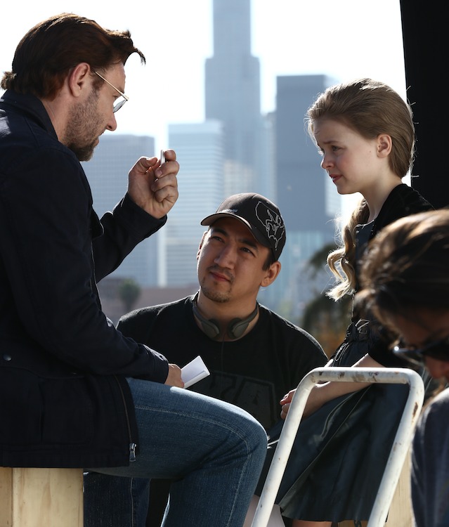 Lin Oeding directing Joel Edgerton and Kylie Rogers in 