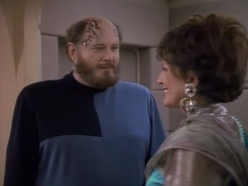 Still of Majel Barrett and David Ogden Stiers in Star Trek: The Next Generation (1987)