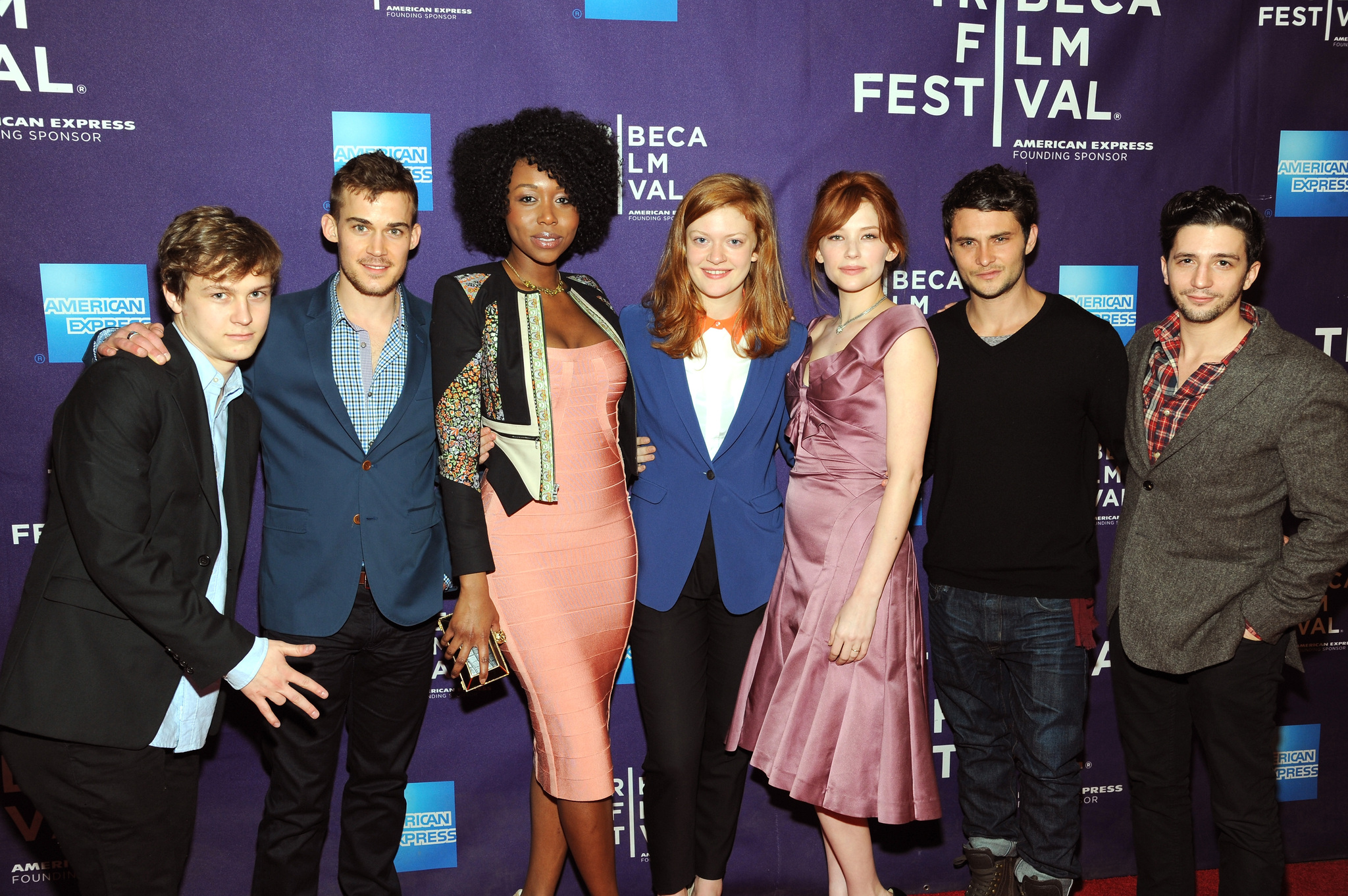 Mo Ogrodnik, John Magaro, Shiloh Fernandez, Haley Bennett, Colby Minifie, Logan Miller, Amanda Warren and Josh Salatin at event of Deep Powder (2013)