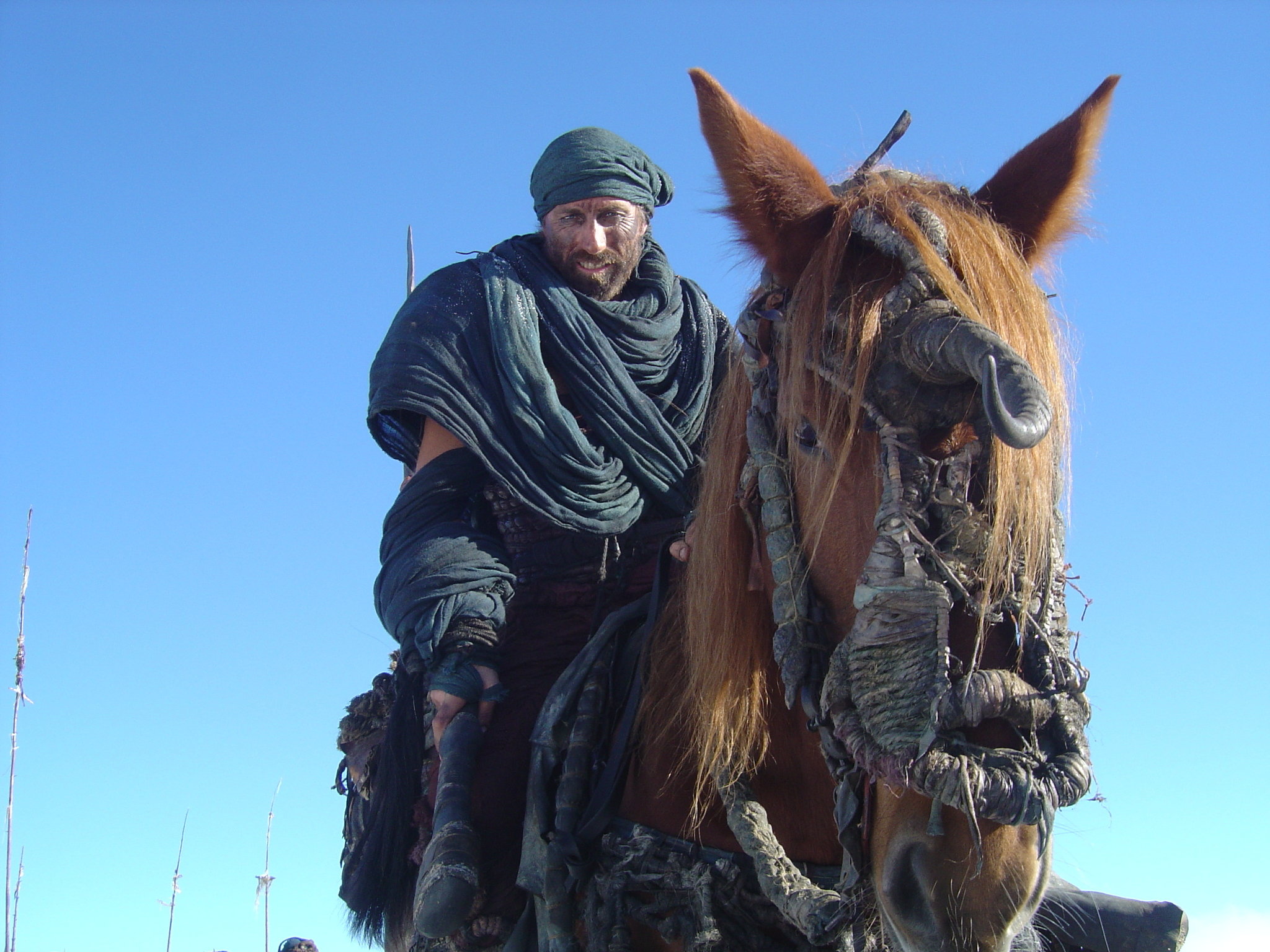 10000 B.C. riding Felix, the horse that starred under Tom Cruise on The Last Samurai
