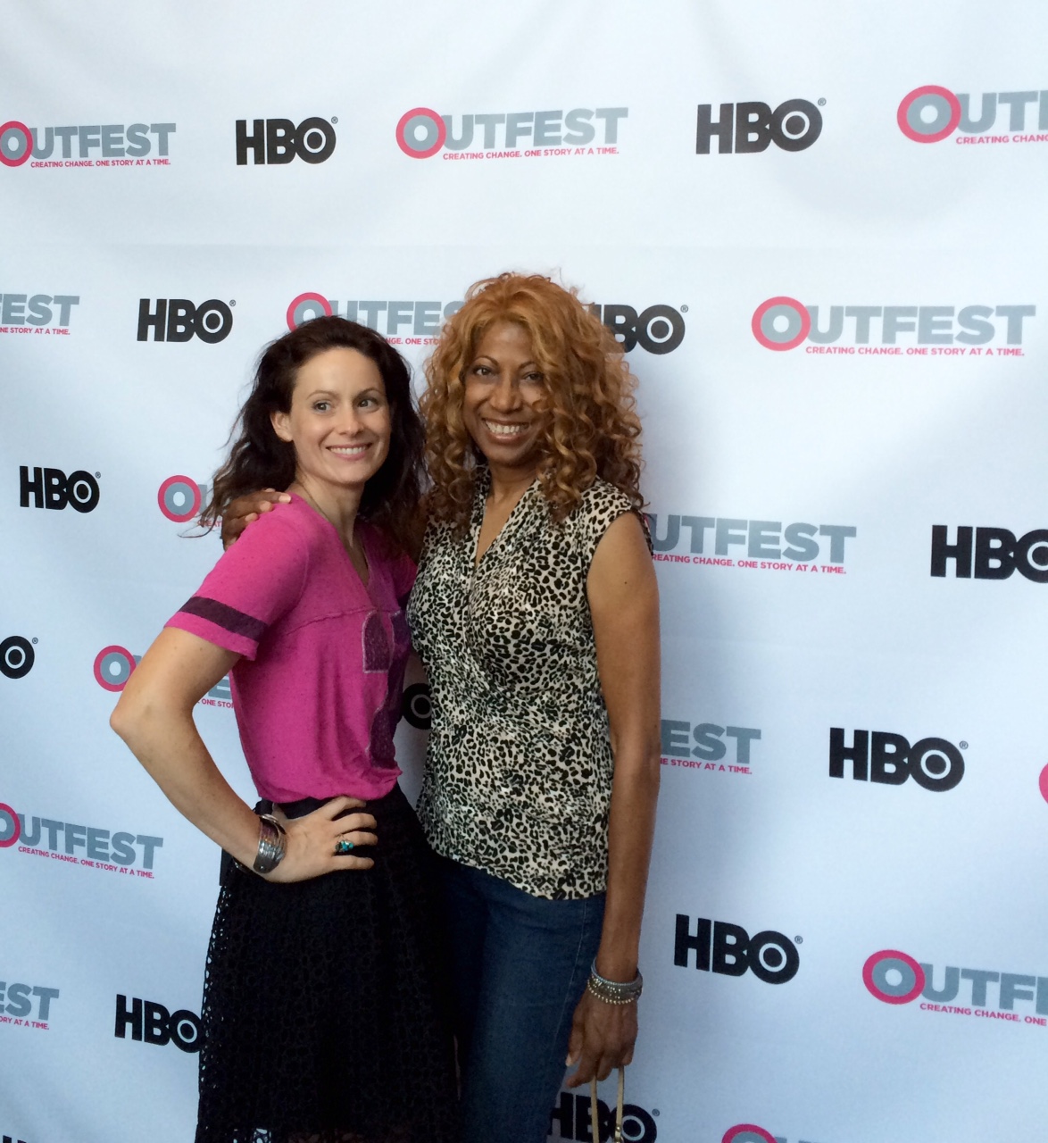 Jessica Lancaster and Gwendolyn Oliver at the Spare Parts Premiere at the Outfest Film Festival.