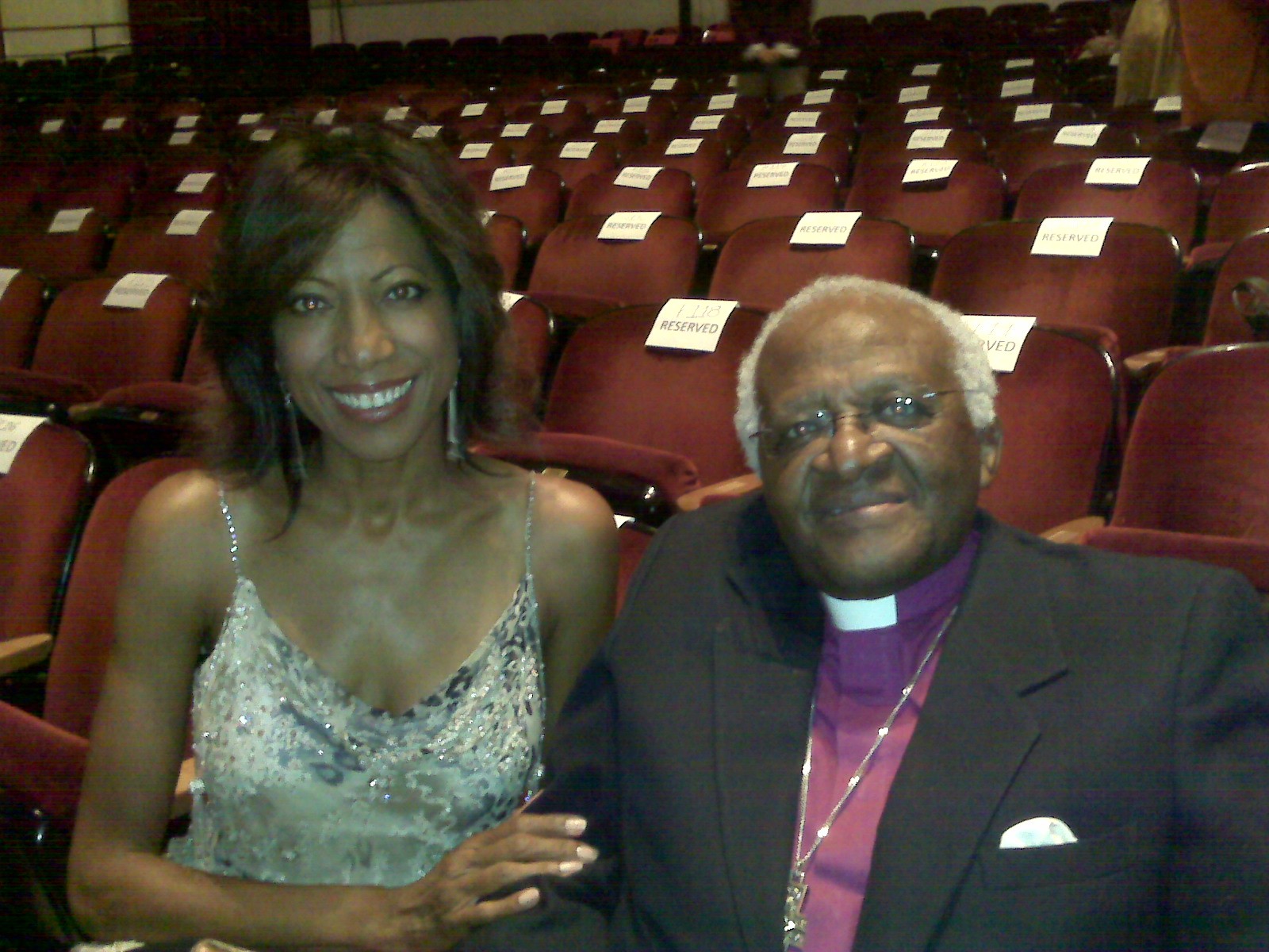 Gwendolyn Oliver and Archbishop Desmond Tutu at the 2008 Freedom Awards in Los Angeles