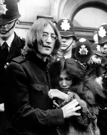 John Lennon in London with wife Yoko Ono 1968