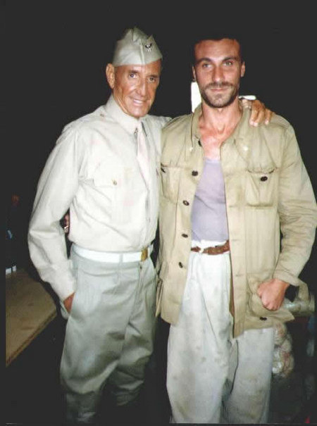 Mario Opinato with Roy Scheider in 'Texas 46' (aka 'The Good War' in USA) directed by Giorgio Serafini - 2002
