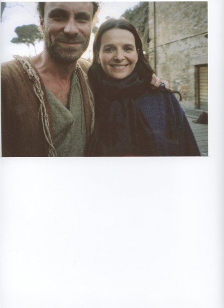 Mario Opinato (Apostle Matthew) with Juliette Binoche (Mary Magdelene) on the set of 'Mary' directed by Abel Ferrara, 2005