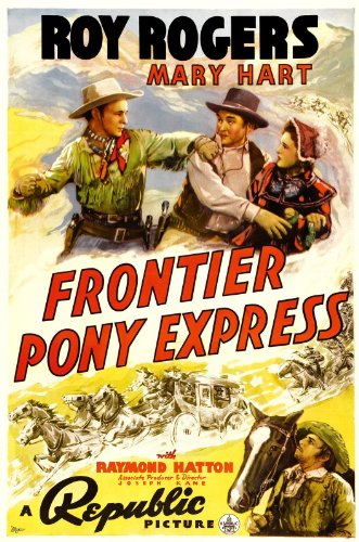Roy Rogers, Raymond Hatton, Bud Osborne and Lynne Roberts in Frontier Pony Express (1939)