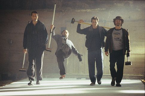 Still of James Allodi, Paul Gross, Peter Outerbridge and Jed Rees in Men with Brooms (2002)