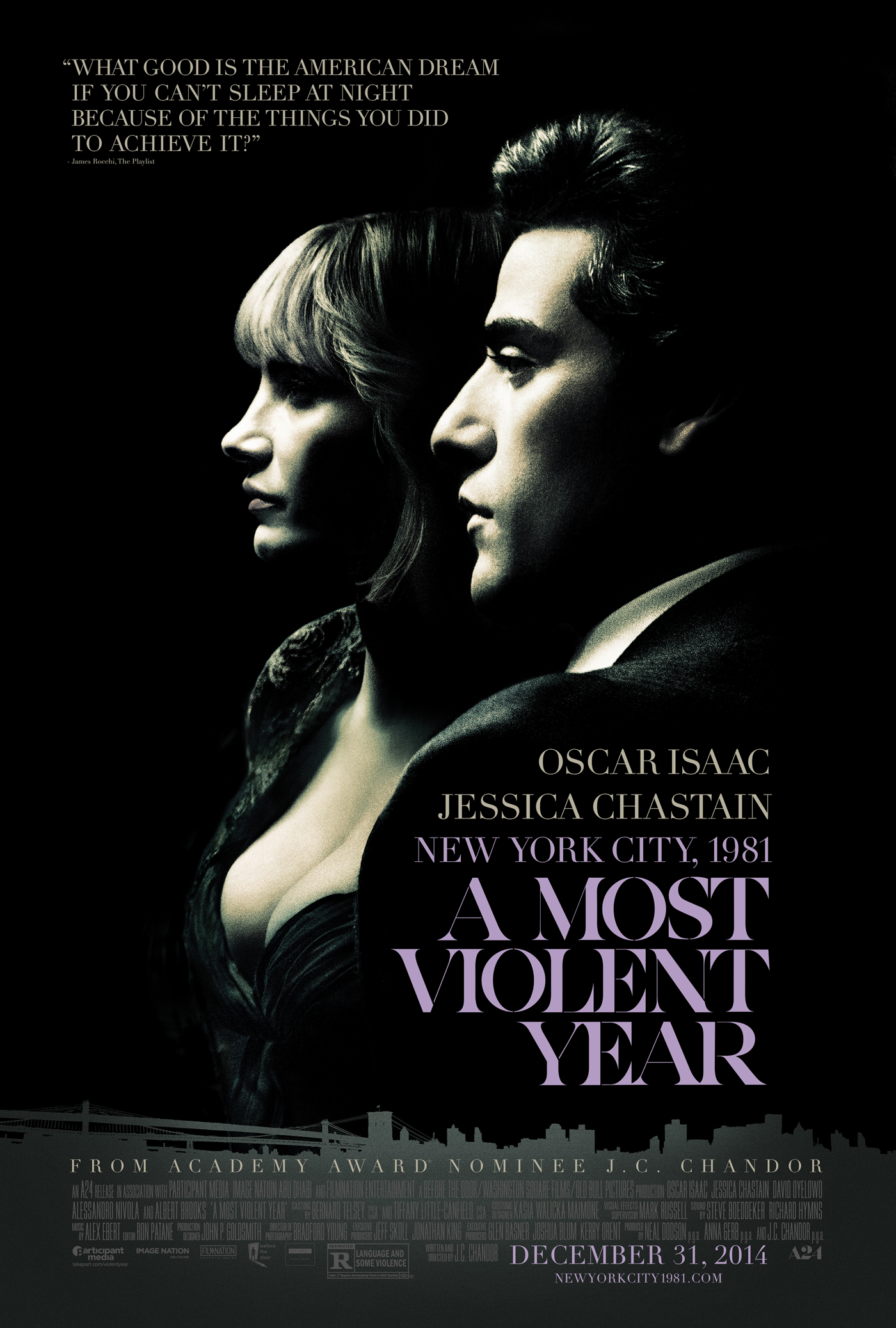 Albert Brooks, Alessandro Nivola, David Oyelowo, Oscar Isaac and Jessica Chastain in A Most Violent Year (2014)